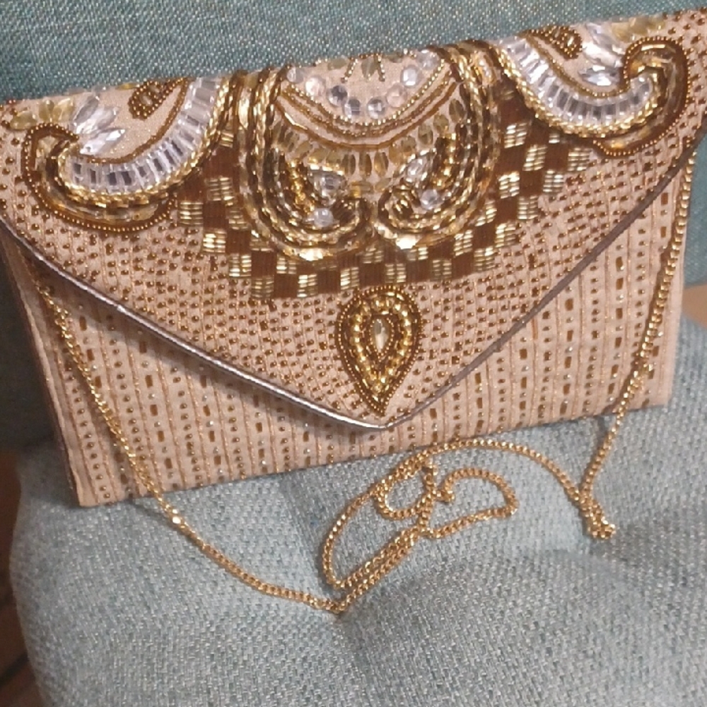 All The Lights Shimmering Cream Clutch Bag